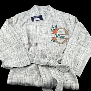 Hudson Park 100% Cotton Robe L/XL -Wihte custom embroidered